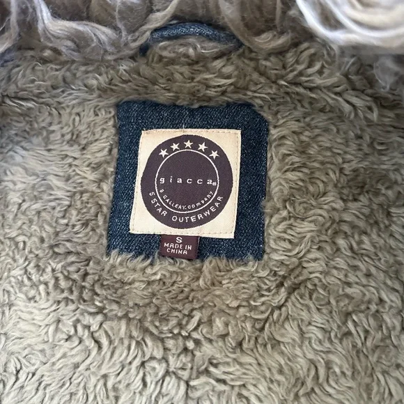 Vintage y2k 90s  Denim maxi “penny lane” coat with faux fur trim - Picture 6 of 8